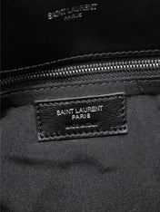 YSL 25S LOULOU PUFFER GM 35 IN BLACK CALFSKIN SILVER HARDWARE