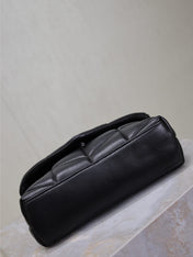 YSL 25S LOULOU PUFFER MINI 23 IN BLACK CALFSKIN SILVER HARDWARE