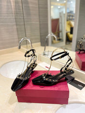 ROCKSTUD SLINGBACK IN BLACK CALFSKIN 50MM