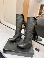 CLASSIC HIGH KNEE BOOTS IN BLACK CALFSKIN
