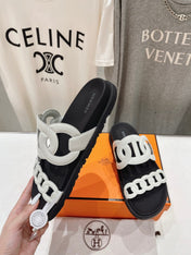 EXTRA SANDAL BLACK MIX WHITE CALFSKIN