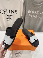 IZMIR SANDAL BLACK MIX WHITE LAMBSKIN