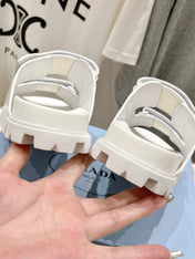 PRA CROCODILE LEATHER MOTIF SANDALS WHITE CALFSKIN