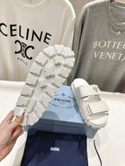 PRA CROCODILE LEATHER MOTIF SANDALS WHITE CALFSKIN