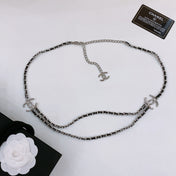 CHAIN BELT IN SILVER METAL INTERWOVEN WITH CALFSKIN STRAPS