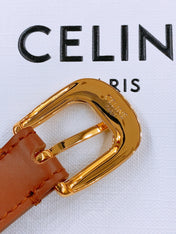 CELINE 25S BELT 18MM WITH ARC DE TRIOMPHE BUCKLE IN DARK CARAMEL 571504