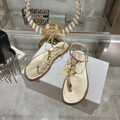 DIORIVIERA C'EST THONG SANDAL GOLD AQUAMARINA CALFSKIN