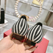 ROGER VIVIER 25S TROMPETTE BALLERINAS 25MM IN BLACK PLAID PATTERN CANVAS