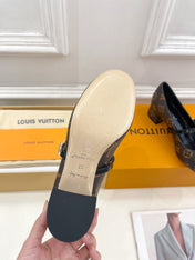 LV WOMEN ROMY HIGH BALLERINA IN CHOCOLATE BROWN MONOGRAM LAMBSKIN
