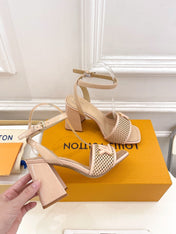 LV WOMEN HIGH SANDAL IN BEIGE CREAM CALFSKIN