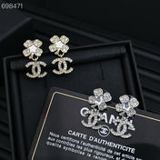 PENDANT EARRINGS CC 25P IN GOLD AND CRYSTAL