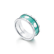 HEART BLUE ENAMEL SILVER RING