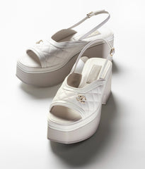 SANDALS WHITE LAMBSKIN PATENT