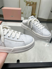 SNEAKER MULES IN WHITE BLEACHED CALFSKIN